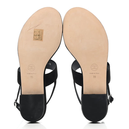 Chanel Suede CC Thong Sandals 38 Black 5 of 9