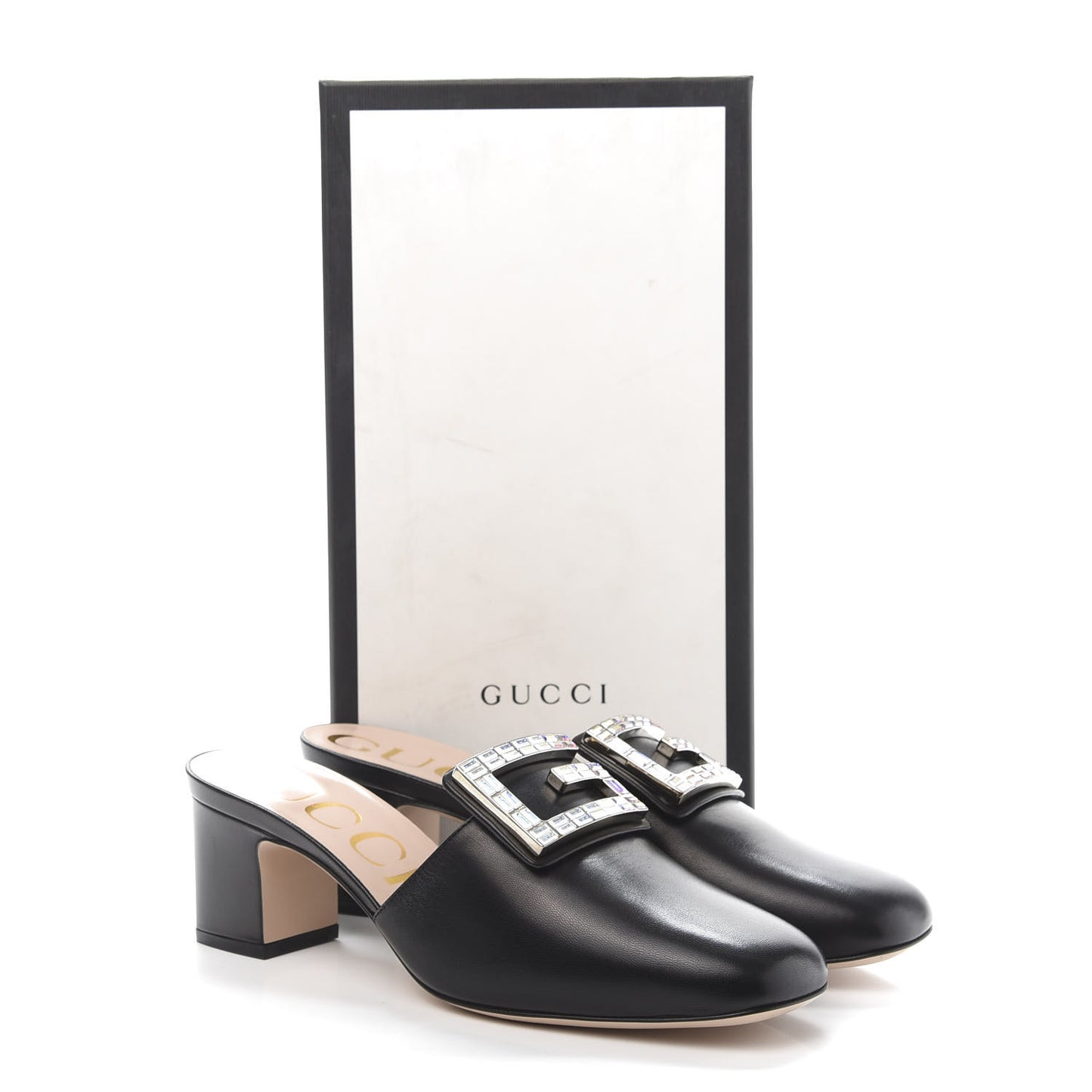 Malaga Kid Crystal Square G Madelyn Mules 39.5 Black