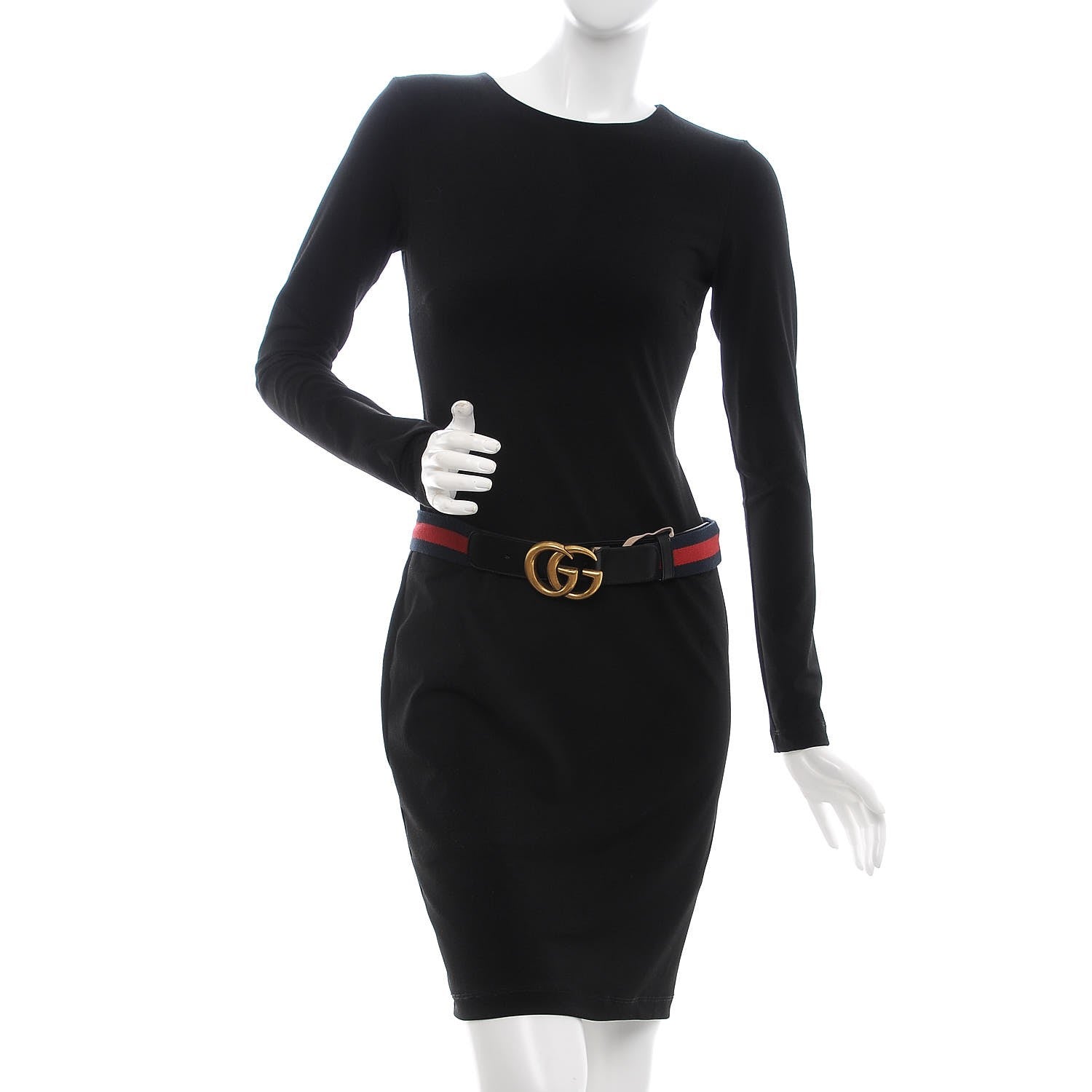 Gucci Nylon Calfskin Double G Web 40mm Belt 80 32 Blue Red Black 2 of 7