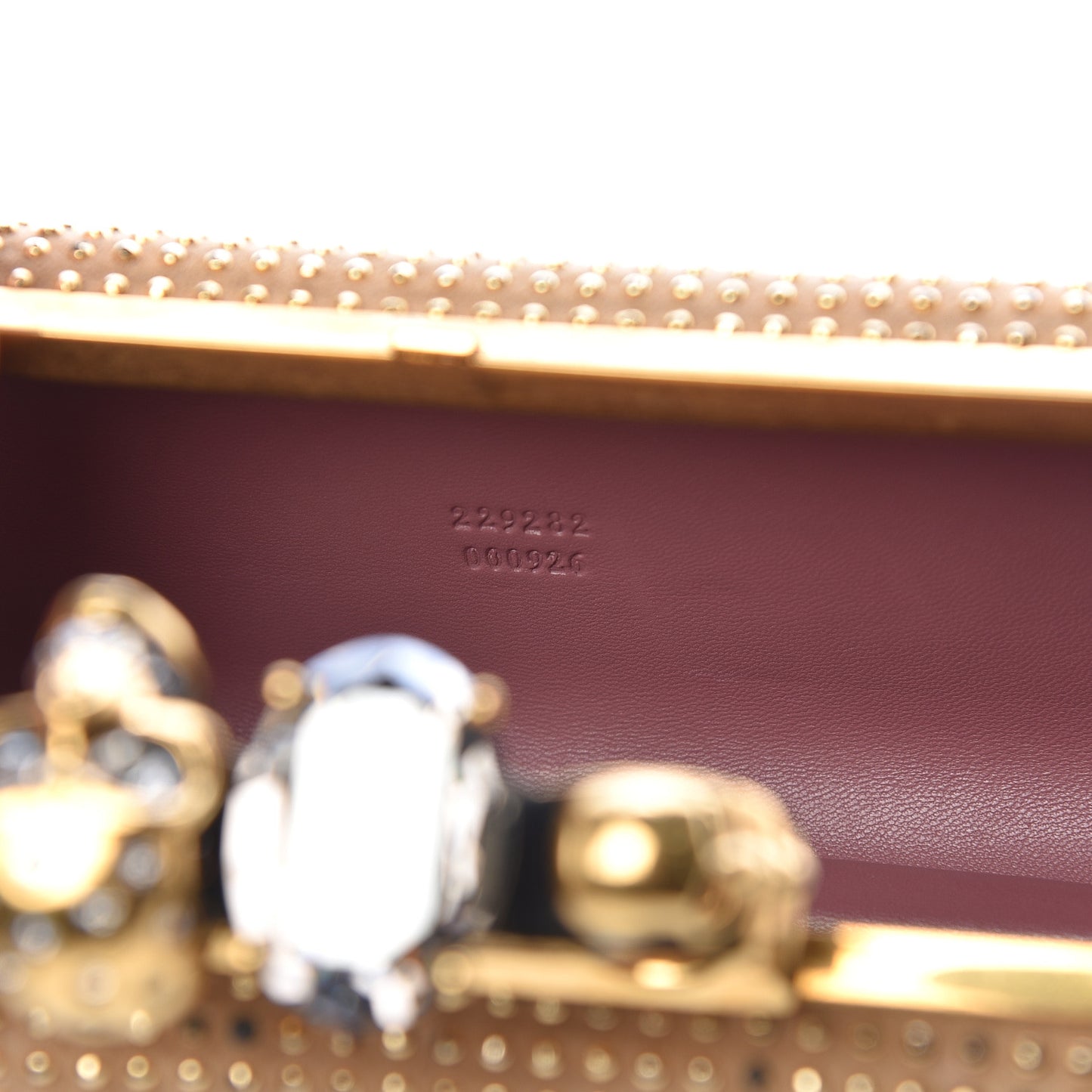 Suede Studded Knucklebox Clutch Brown