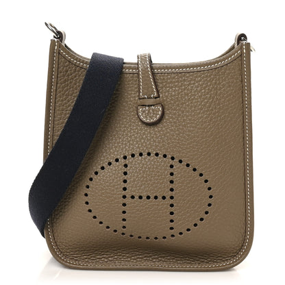 Hermes Taurillon Clemence Amazone Evelyne TPM Etoupe Bleu Indigo 1 of 10