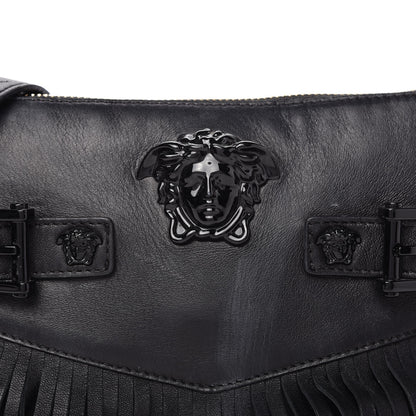 Versace Calfskin Palazzo Fringe Crossbody Bag Black 9 of 9