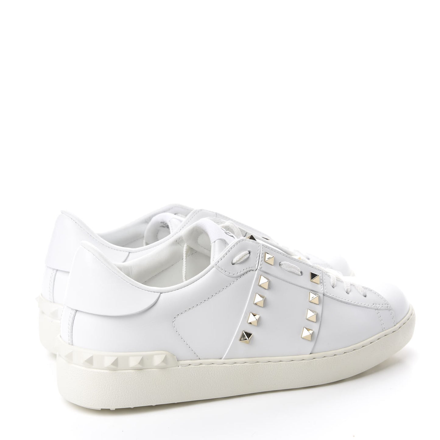 Calfskin Womens Rockstud Untitled Open Sneakers 41.5 White