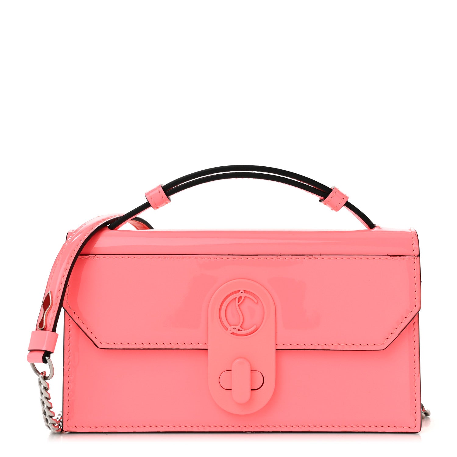 Christian Louboutin Patent Calfskin Small Elisa Baguette Bubble Gum 1 of 9