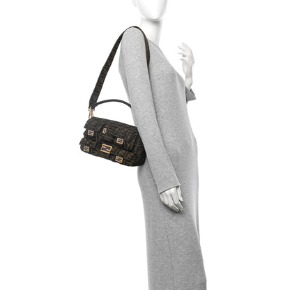 Fendi Fabric Jacquard FF 1974 Multipocket Baguette Tobacco Moro 2 of 9