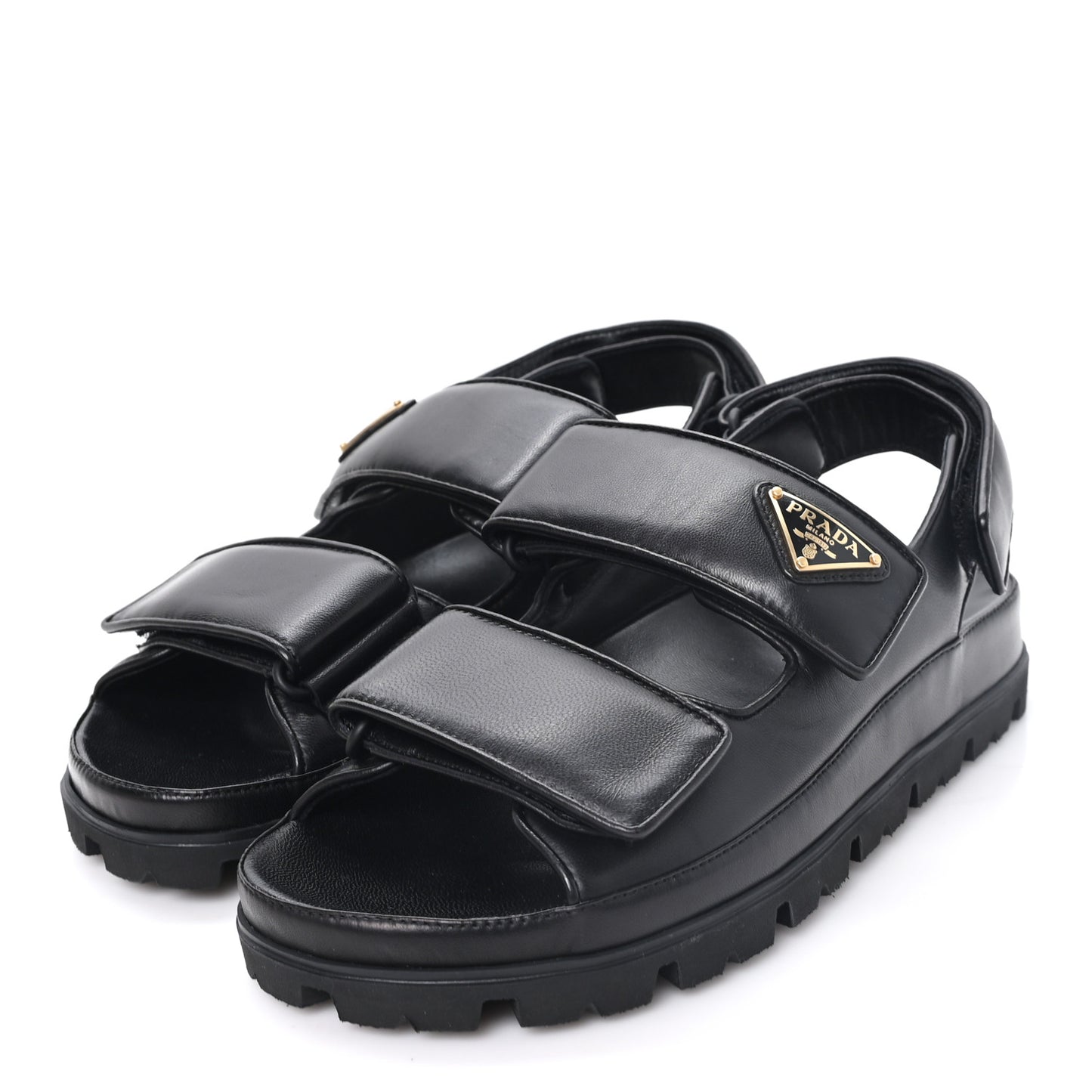 Nappa Quilted Padded Slingback Sandals 37 Black