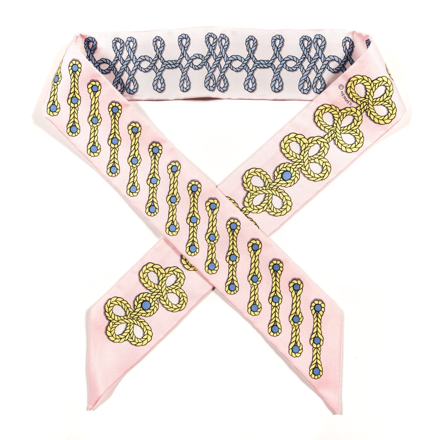 Silk Galons Et Brandebourg Twilly Rose Pale Bleu Jean