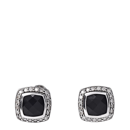 David Yurman Sterling Silver Diamond Black Onyx 7mm Petite Albion Earrings 1 of 4