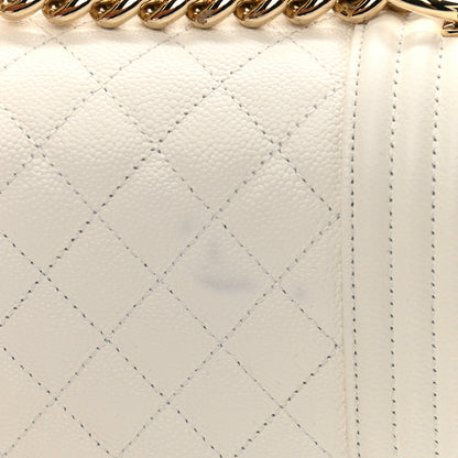 Chanel Caviar Quilted Medium Boy Flap White 10 of 11