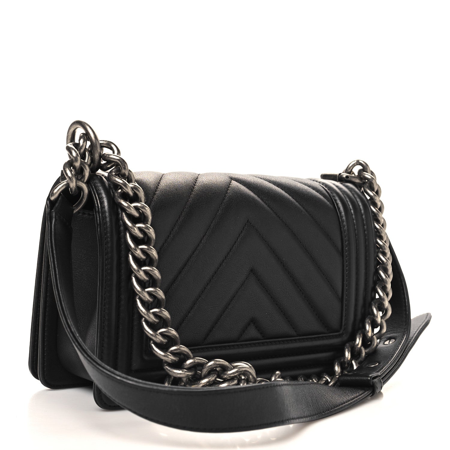 Chanel Calfskin Chevron Quilted Small Boy Flap Black 3 of 12