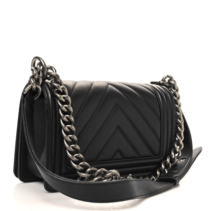 Chanel Calfskin Chevron Quilted Small Boy Flap Black 3 of 12