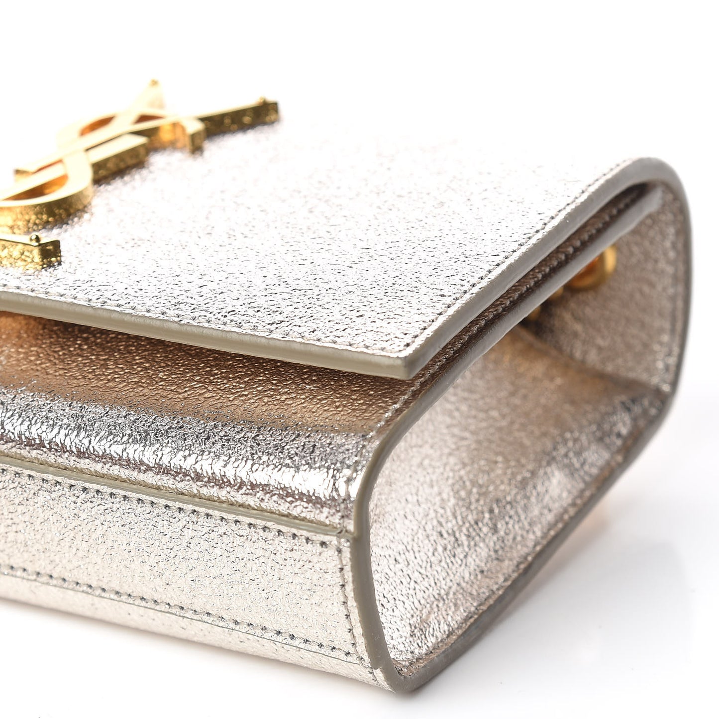 Metallic Calfskin Small Classic Monogram Kate Satchel Pale Gold
