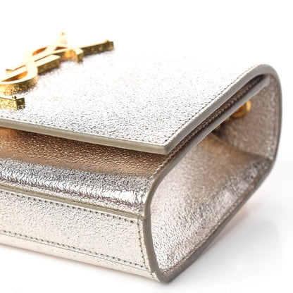 Saint Laurent Metallic Calfskin Small Classic Monogram Kate Satchel Pale Gold 7 of 9