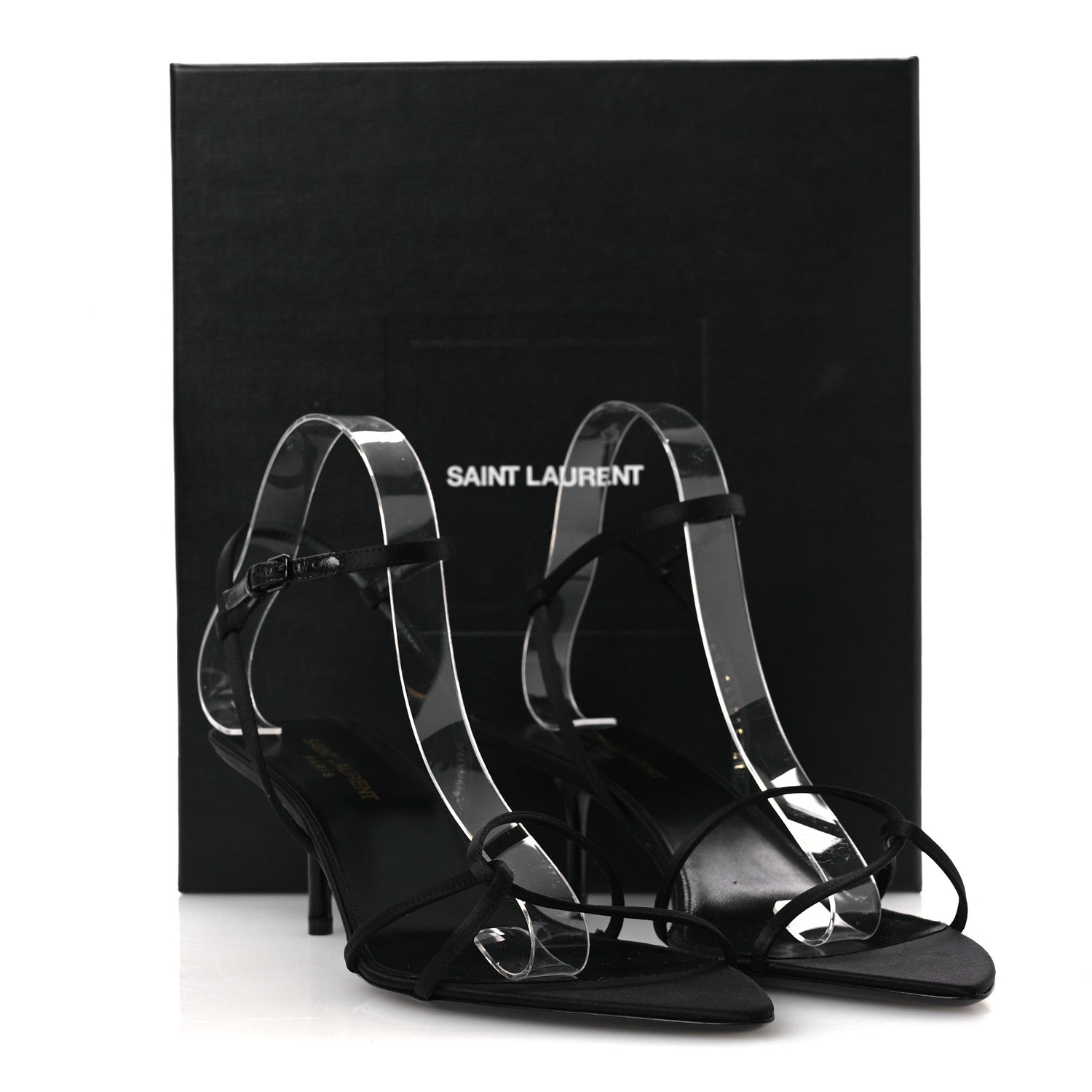 Saint Laurent Crepe Satin Clara 55 Ankle Strap Sandals 41 Black 13 of 13