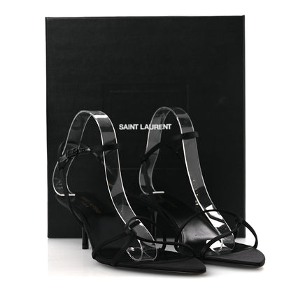 Saint Laurent Crepe Satin Clara 55 Ankle Strap Sandals 41 Black 13 of 13
