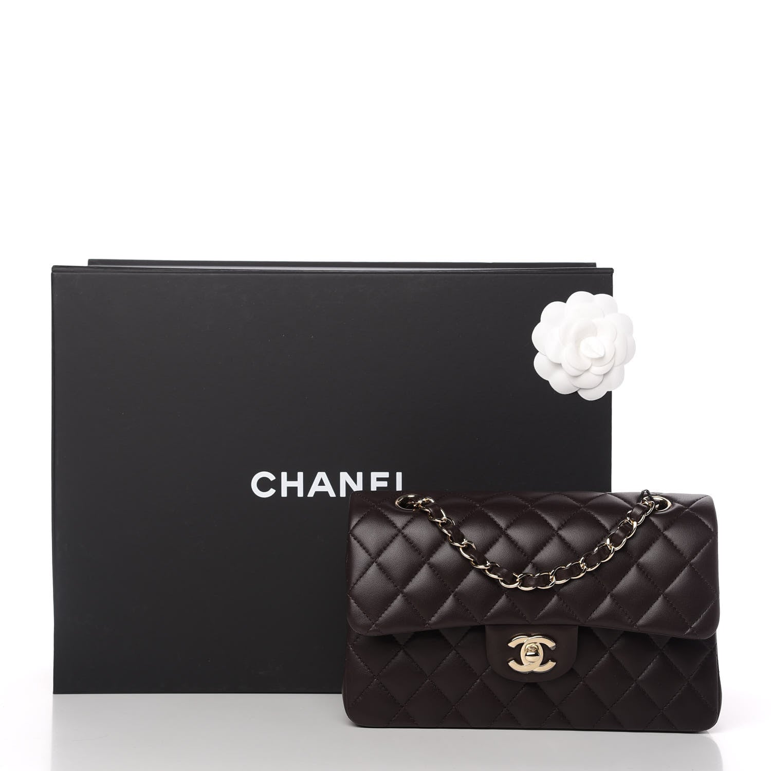 Chanel Lambskin Quilted Small Double Flap Dark Brown 11 of 11