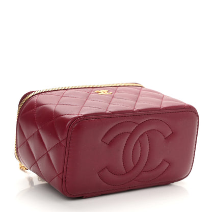 Chanel Lambskin Quilted Small Vanity Case With Chain Dark Red 3 of 10