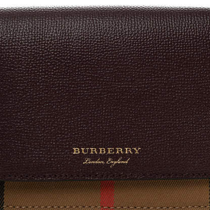 Burberry Grained Calfskin House Check Tartan Mix Hampshire Wallet On Chain Burgundy 10 of 12