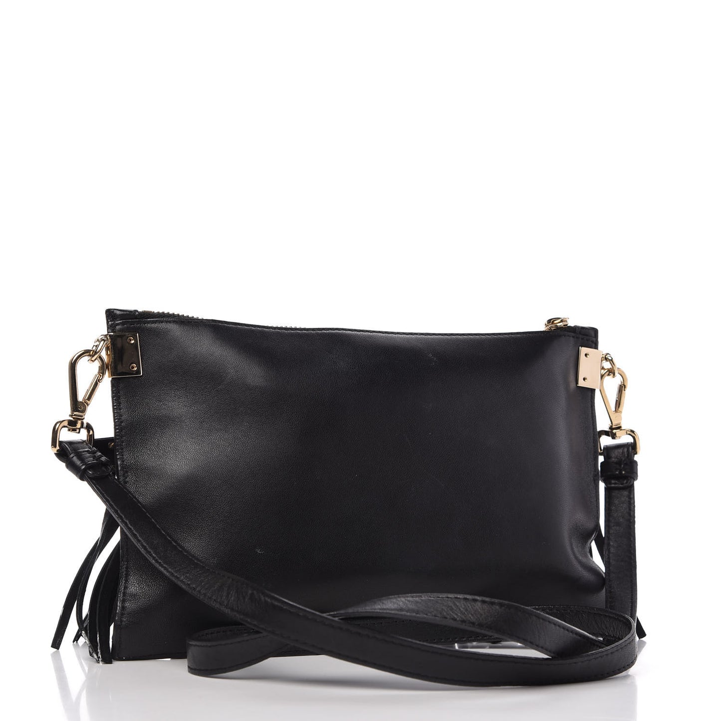 Calfskin Palazzo Fringe Crossbody Bag Black