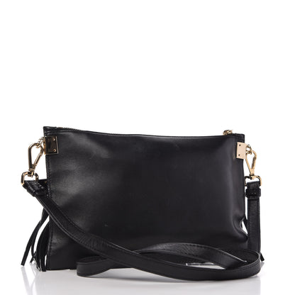 Versace Calfskin Palazzo Fringe Crossbody Bag Black 3 of 9