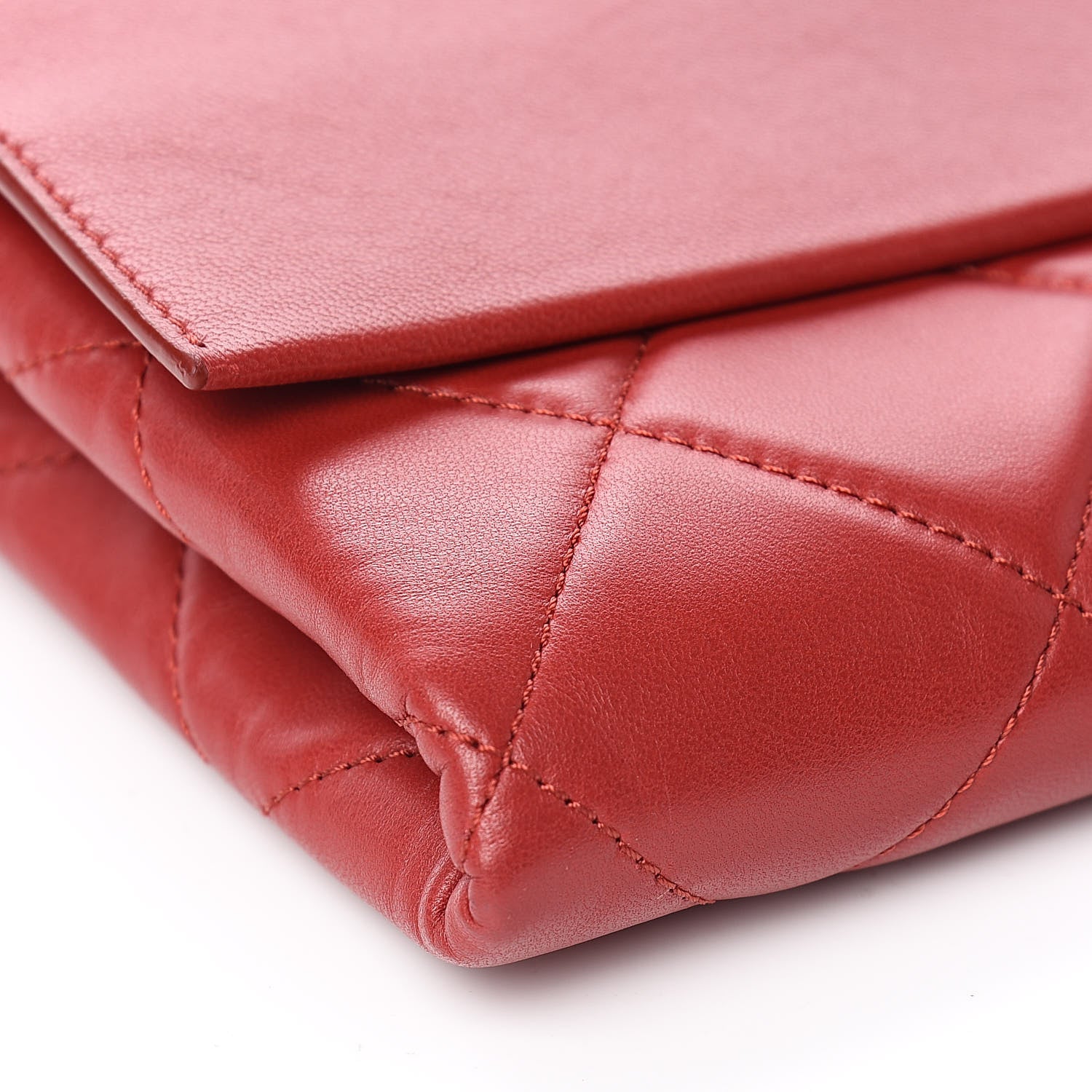 Chanel Lambskin Quilted Retro Label Clutch Red 9 of 11