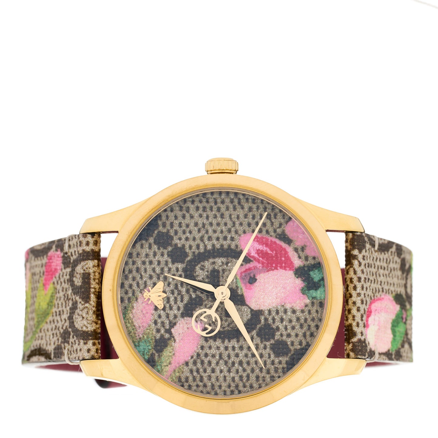 Stainless Steel Canvas 38mm G-Timeless Supreme GG Blooms Quartz Watch Brown