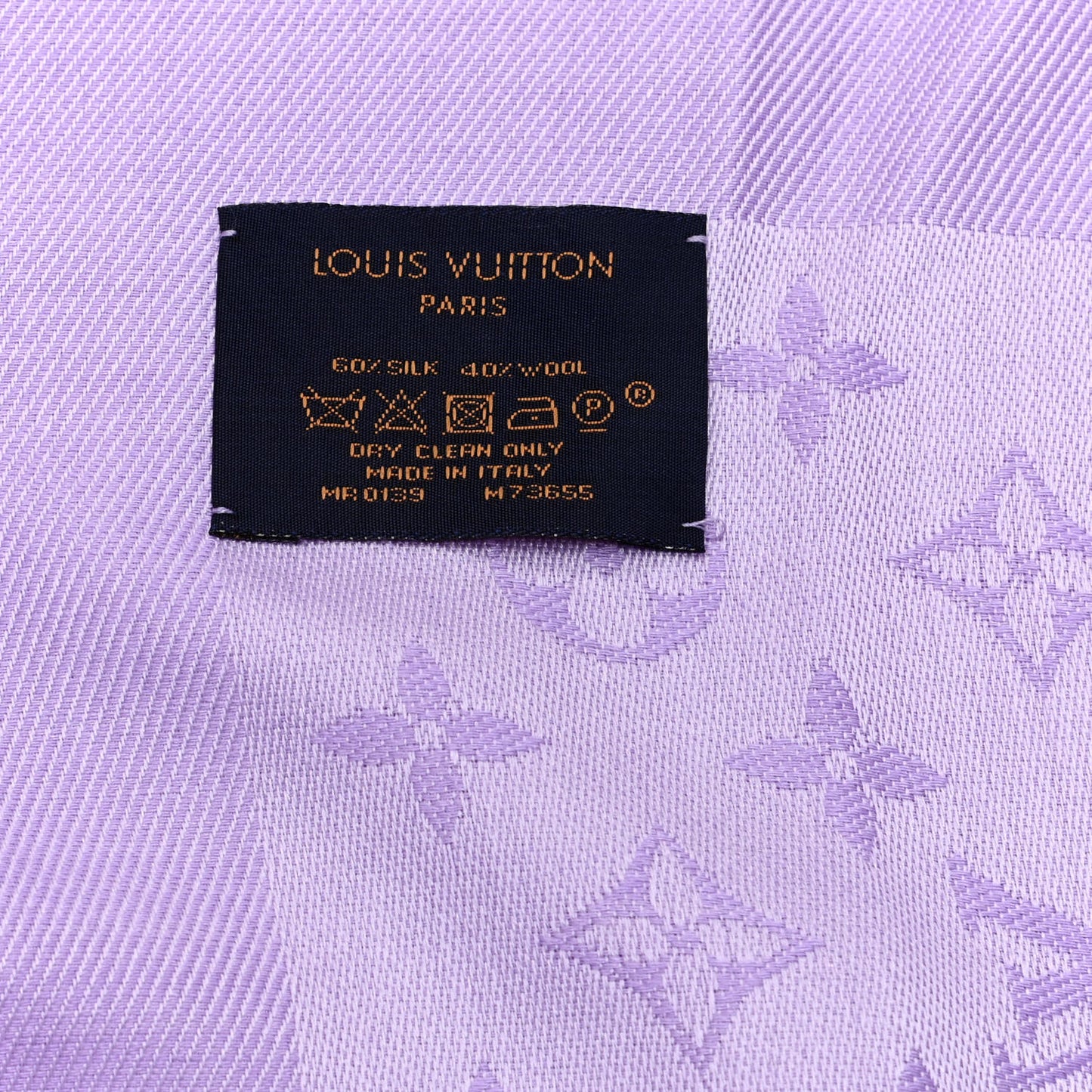 Silk Wool Monogram Shawl Mauve