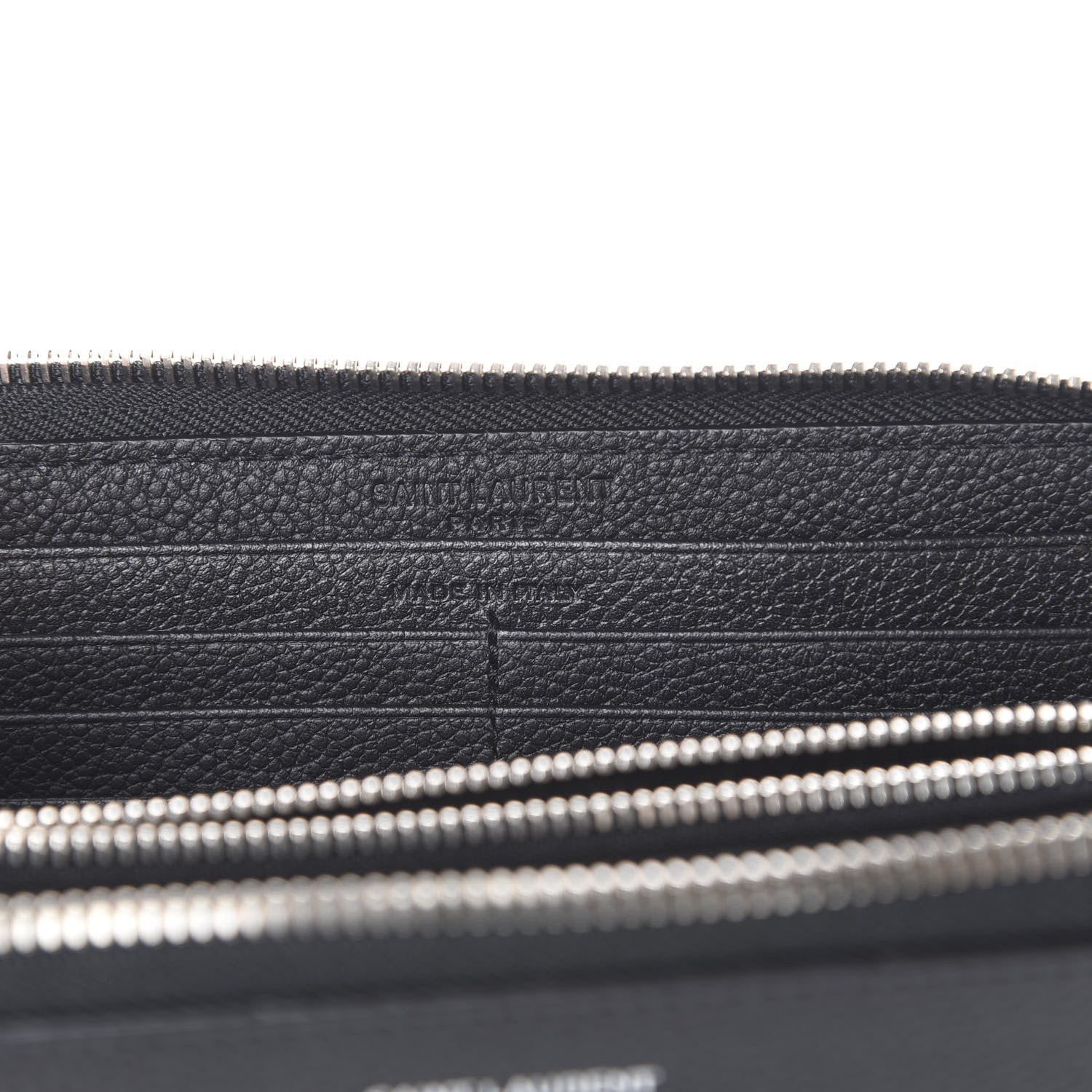 Saint Laurent Grained Calfskin Rive Gauche Zip Around Wallet Black 5 of 7