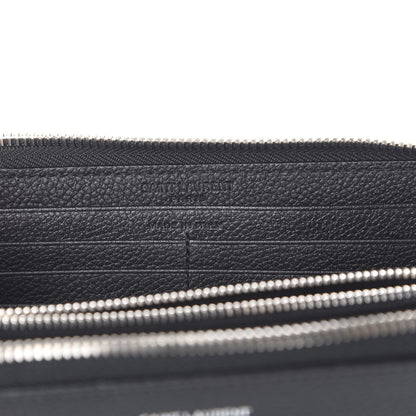 Saint Laurent Grained Calfskin Rive Gauche Zip Around Wallet Black 5 of 7