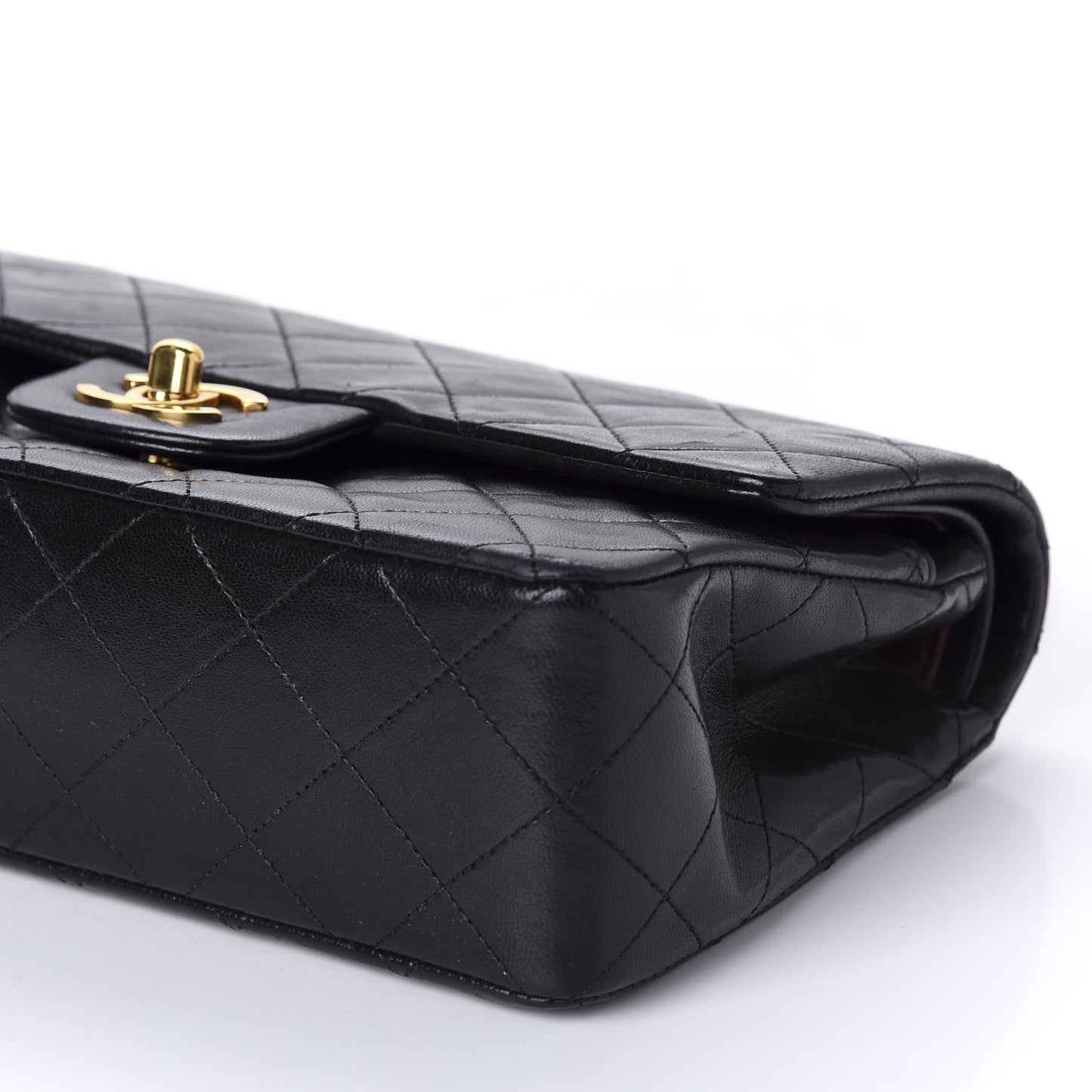 Lambskin Quilted Small Double Flap Black