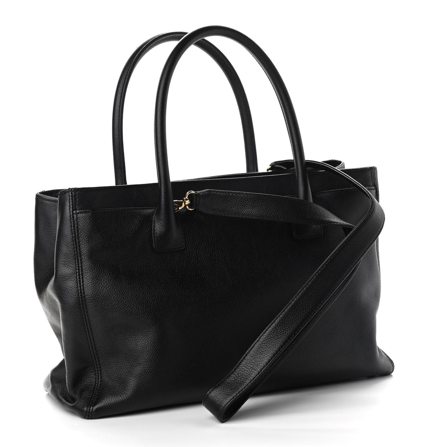 Calfskin Cerf Executive Shopper Tote Black