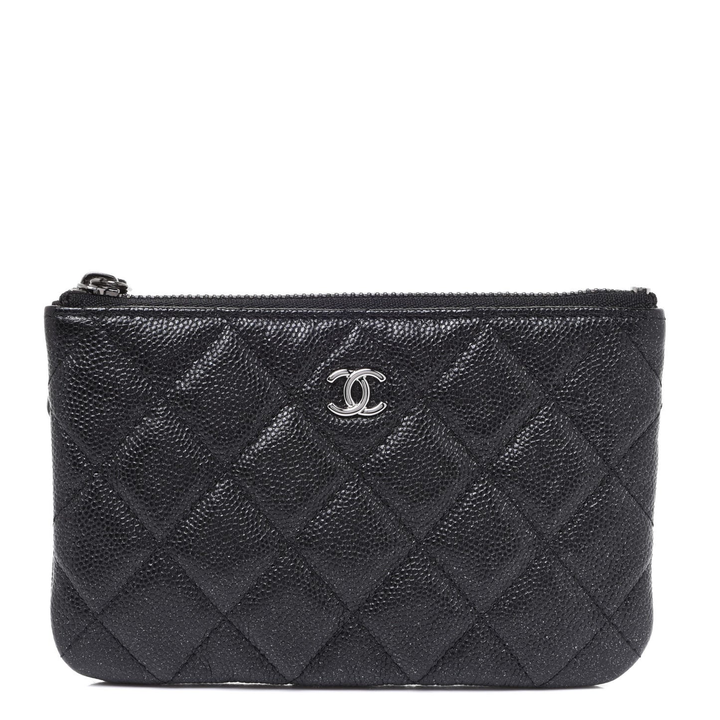 Caviar Quilted Small Cosmetic Case Black