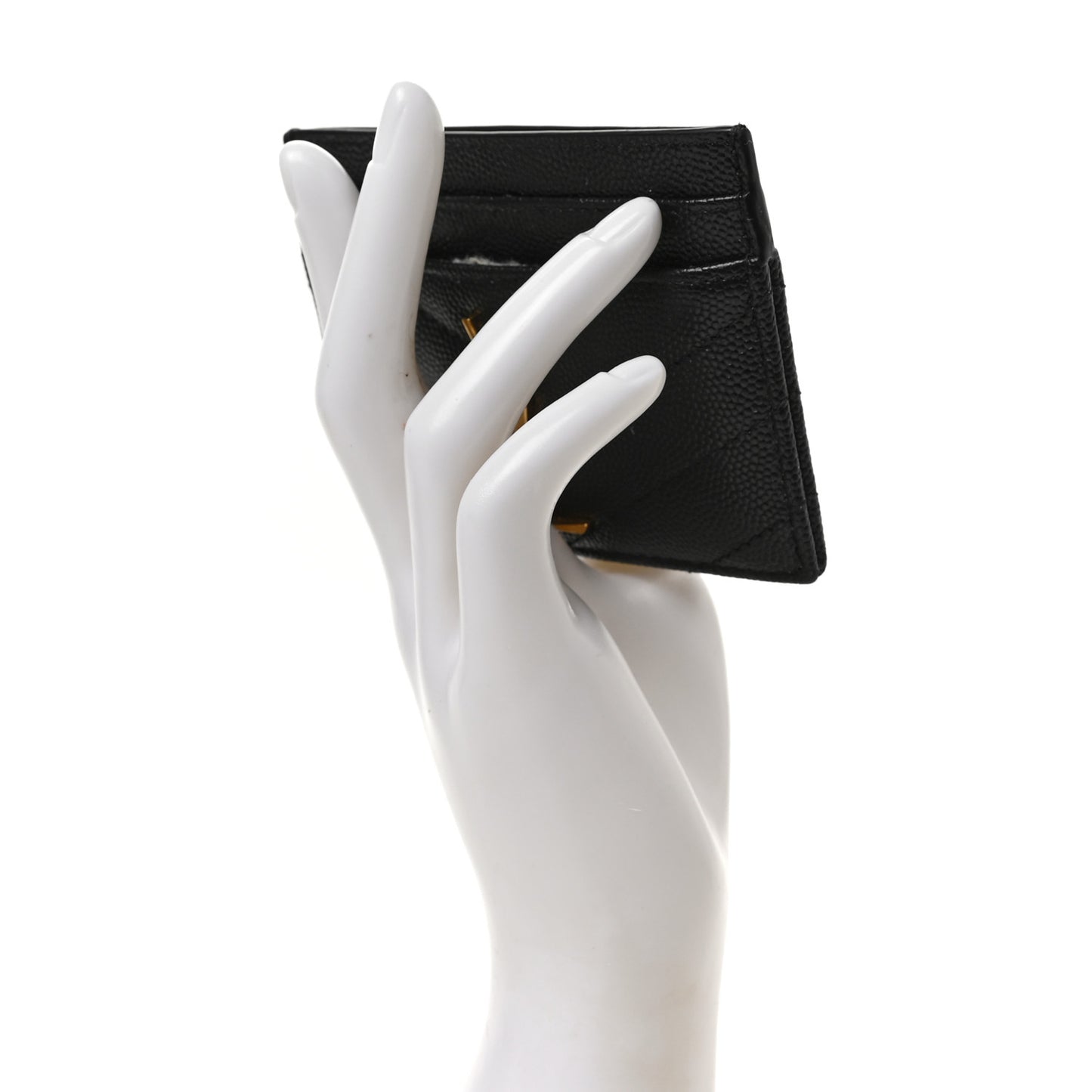 Grain De Poudre Matelasse Chevron Monogram Credit Card Case Black