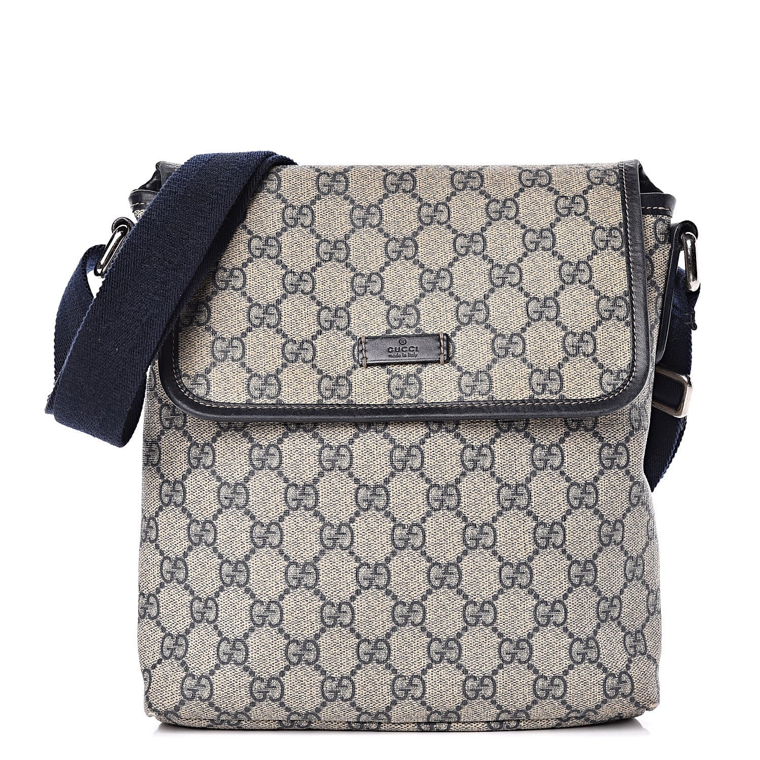 Gucci GG Plus Monogram Sellieria Calfskin Small Flap Messenger Bag Beige Blue 1 of 15