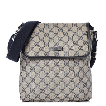 Gucci GG Plus Monogram Sellieria Calfskin Small Flap Messenger Bag Beige Blue 1 of 15