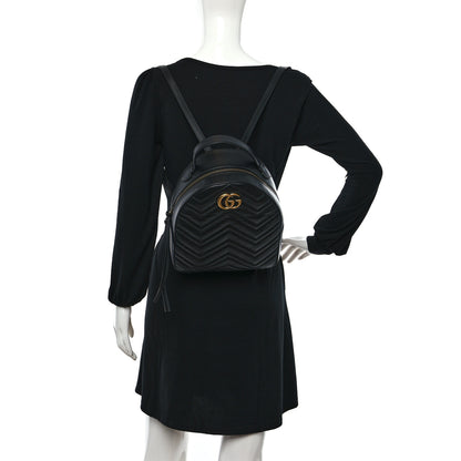 Gucci Calfskin Matelasse GG Marmont Dome Backpack Black 2 of 9
