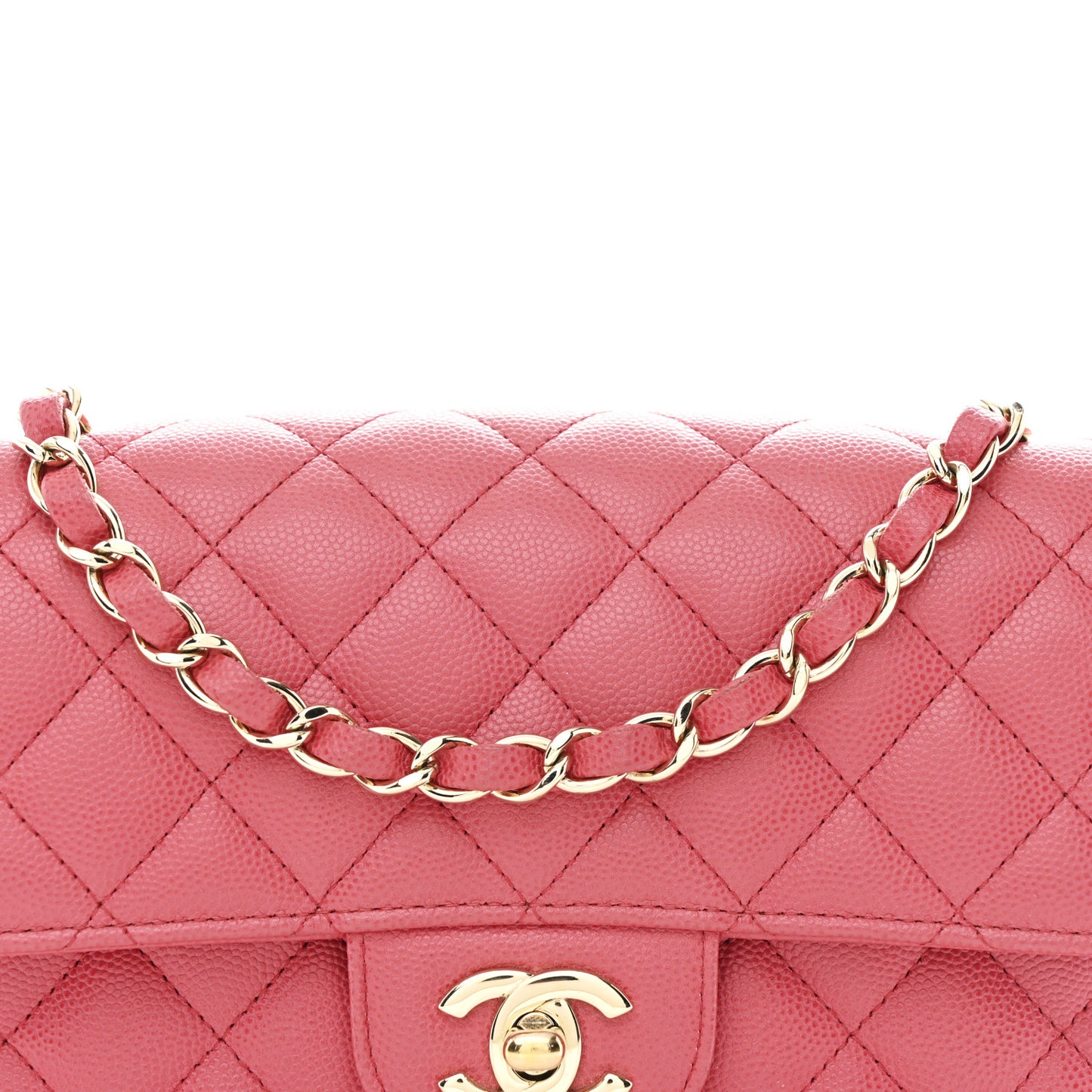 Caviar Quilted Mini Rectangular Flap Dark Pink