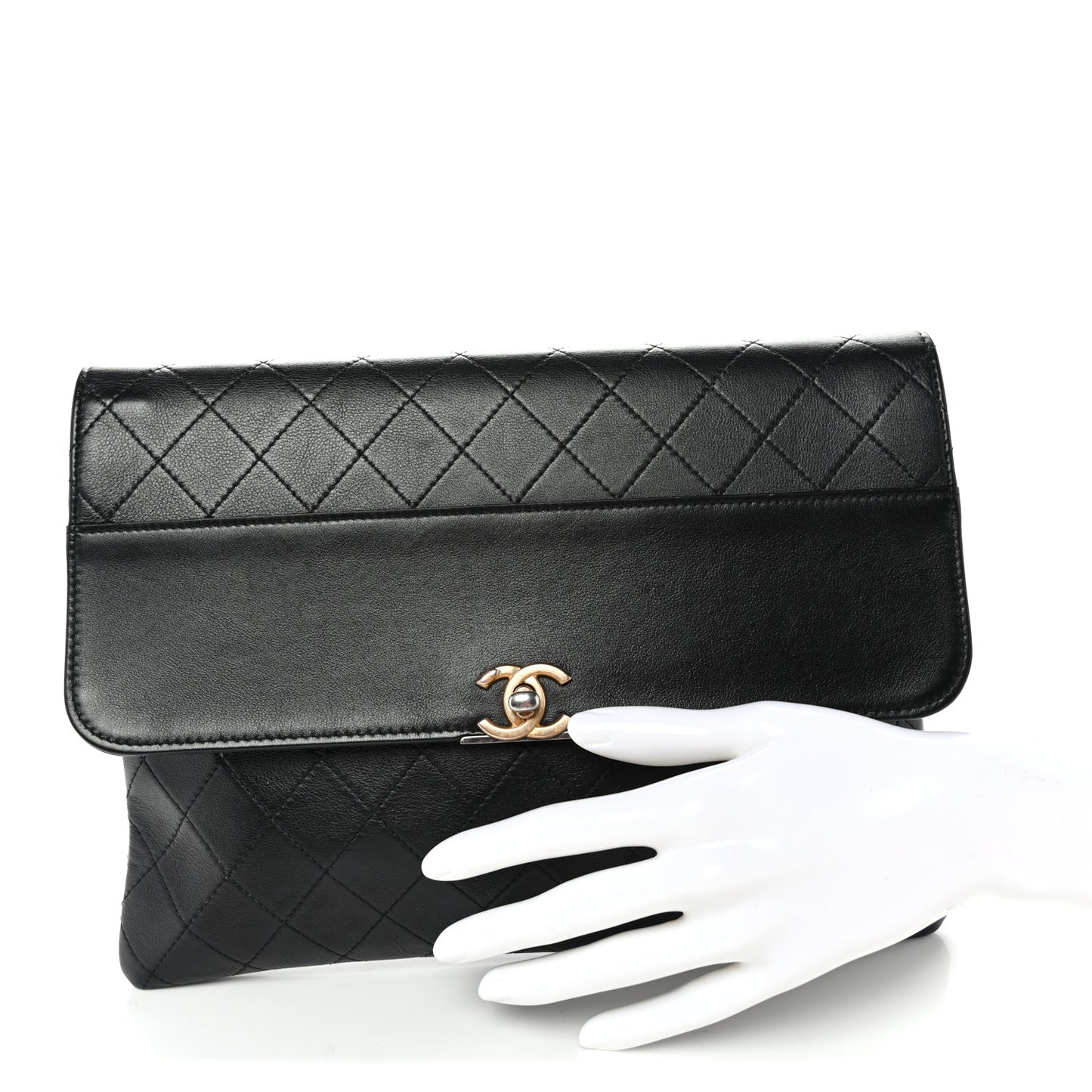 Lambskin Quilted Sleek And Chic Clutch Black Black