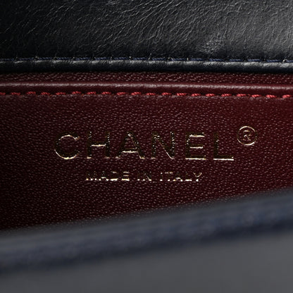 Chanel Calfskin Embossed Small Paris Salzburg Boy Flap Navy 6 of 11