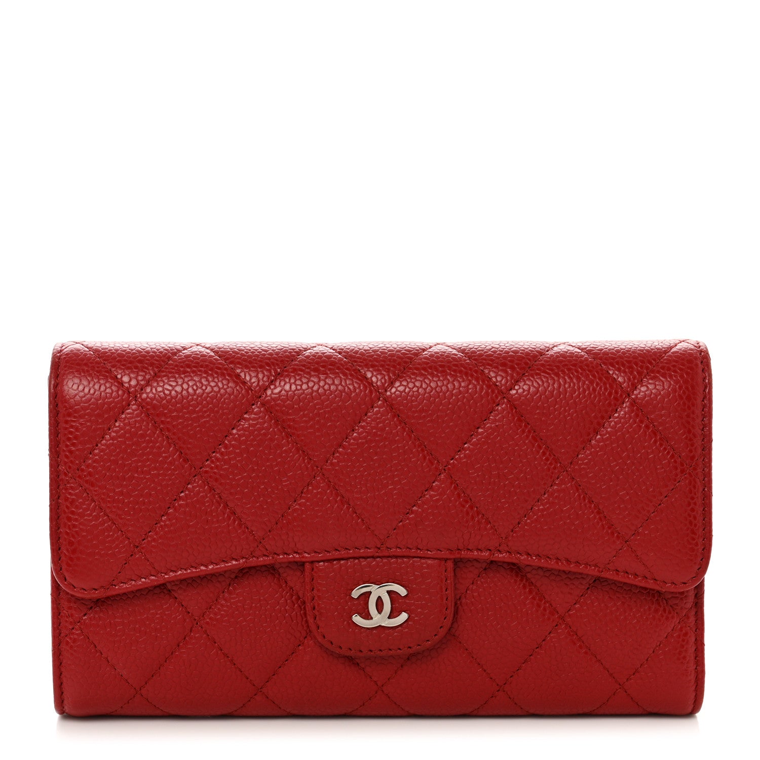 Chanel Caviar Quilted Long Flap Wallet Dark Red 1 of 8