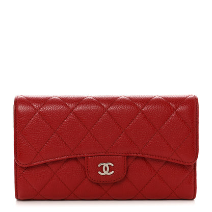 Chanel Caviar Quilted Long Flap Wallet Dark Red 1 of 8
