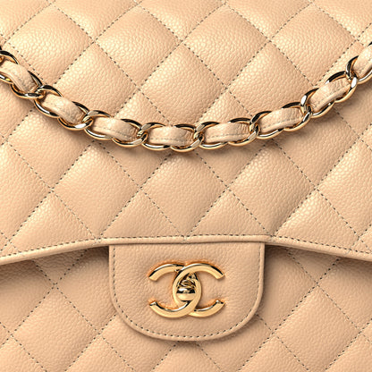 Chanel Caviar Quilted Jumbo Double Flap Beige Clair 8 of 11