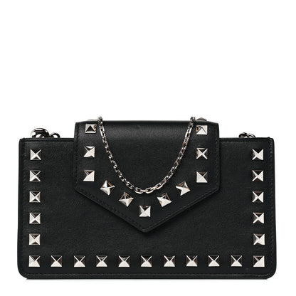 Valentino Garavani Calfskin Rockstud Phone Case With Chain Black 1 of 7