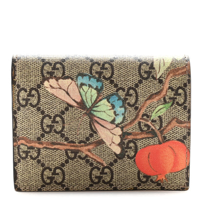 Gucci GG Supreme Monogram Tian Card Case Beige Multicolor Red 2 of 15