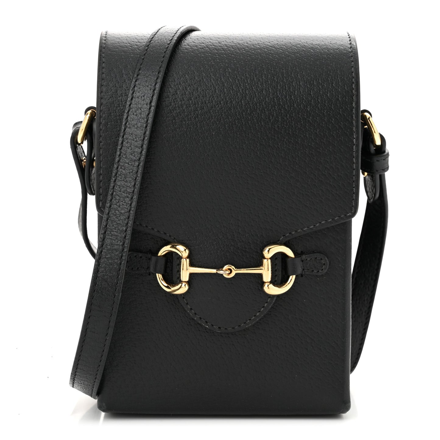 Dollar Calfskin Vertical Horsebit 1955 Crossbody Bag Black