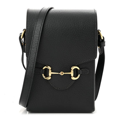 Gucci Dollar Calfskin Vertical Horsebit 1955 Crossbody Bag Black 1 of 11