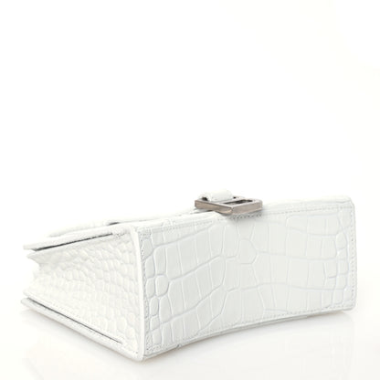 Balenciaga Shiny Calfskin Crocodile Embossed XXS Hourglass East West Tote White 4 of 10