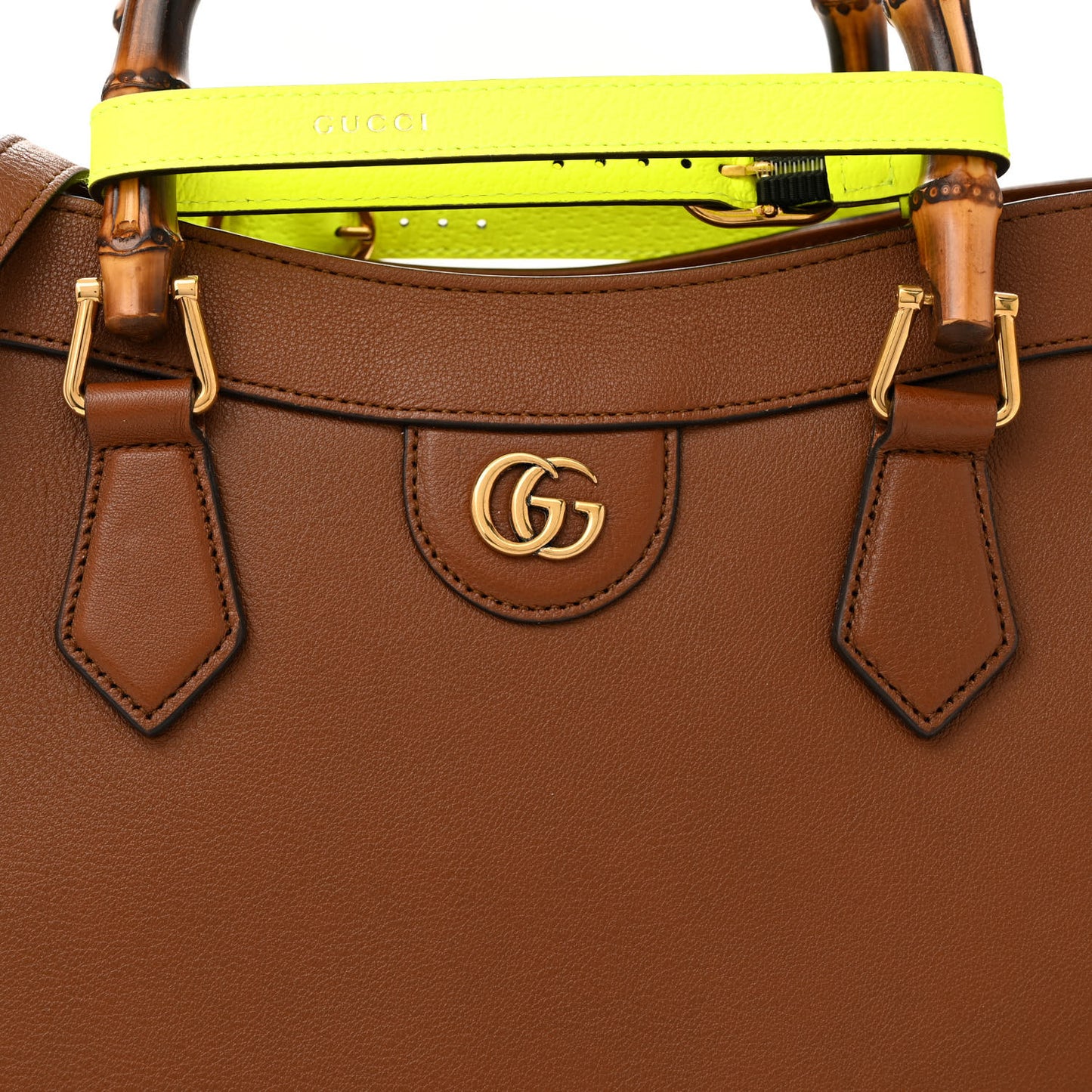Wonka Grain Calfskin Medium Diana Tote Bag Cuir Yellow Fluo