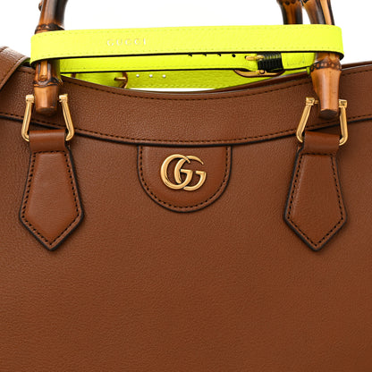 Gucci Wonka Grain Calfskin Medium Diana Tote Bag Cuir Yellow Fluo 8 of 13