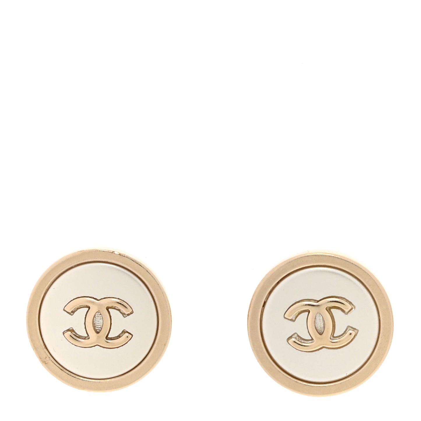 Pearl Coco Round Earrings Gold Pearly White